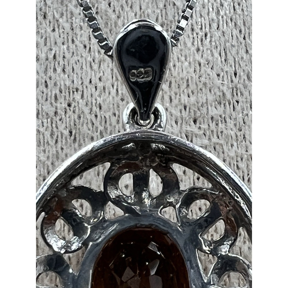 Citrine Gemstone Pendant and Ring 925 Sterling Silver 18" Chain Size 7 Ring - Picture 7 of 16